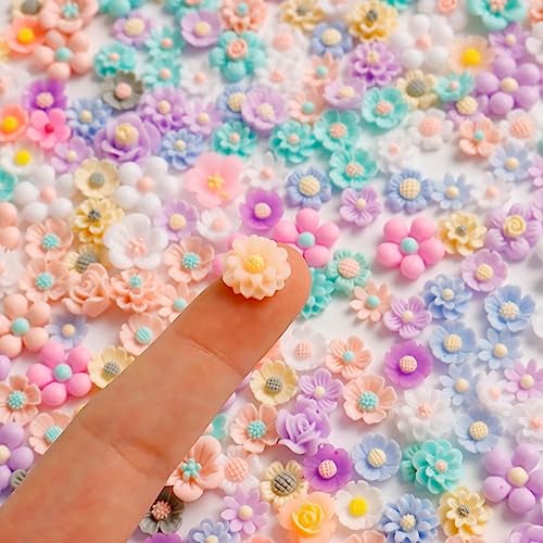 X Hot Popcorn زينة زهور ريزين مصغرة 300 قطعة بألوان مختلطة من زهور الأقحوان للديكور والحرف اليدوية - Image 5