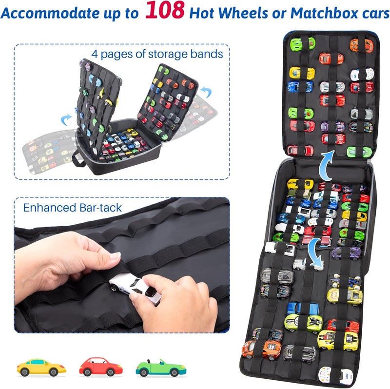 Kislane Portable Carrying Case for Matchbox Cars - Sturdy 4-Page Toy Car Storage - Image 4