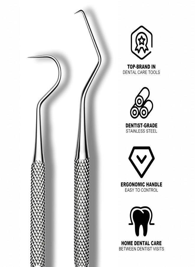 G.CATACC Dental Tool, Metal Dental Pick, Stainless Steel Tooth Scraper Plaque Tartar Remover for Teeth Cleaning Oral Care Hygiene Kit for Home Use - with Case - Image 3