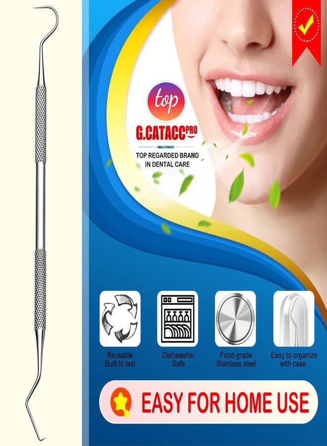 G.CATACC Dental Tool, Metal Dental Pick, Stainless Steel Tooth Scraper Plaque Tartar Remover for Teeth Cleaning Oral Care Hygiene Kit for Home Use - with Case - Image 5