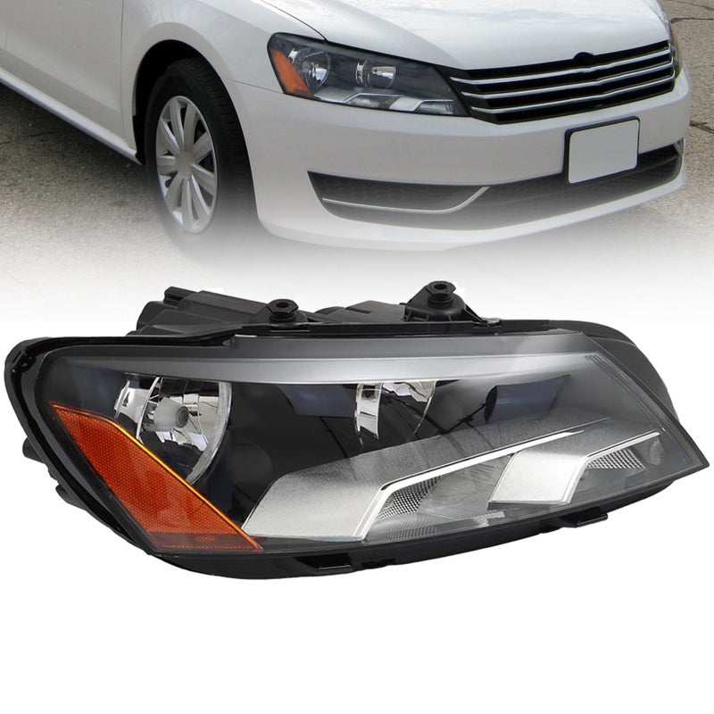 munirater Headlight Assembly Replacement for 2012 2013 2014 2015 Passat Right Headlamp Halogen Passenger Side 561941006D