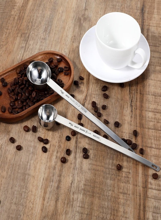 Hariendny 2Pcs 1 Tablespoon 2 Tablespoon Coffee Scoop Stainless Steel Long Handle Measuring Spoon 1 tbsp 2 tbsp Measuring spoon 15 ml 30 ml Coffee Scoop for Ground Coffee - Image 4