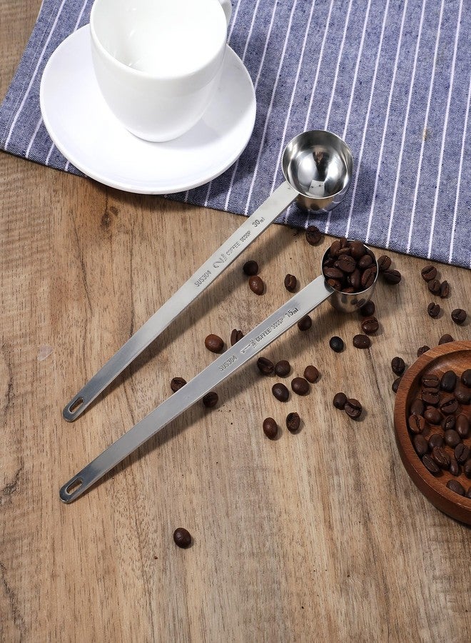 Hariendny 2Pcs 1 Tablespoon 2 Tablespoon Coffee Scoop Stainless Steel Long Handle Measuring Spoon 1 tbsp 2 tbsp Measuring spoon 15 ml 30 ml Coffee Scoop for Ground Coffee - Image 5