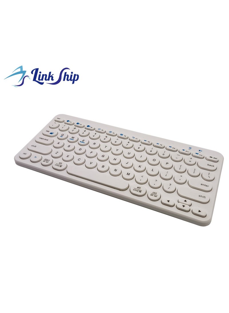 linkship Portable Bluetooth Keyboard – Slim Wireless Keyboard for iPad, Windows, Android – Compact & Lightweight – Bluetooth 5.0 – Battery Powered (White)  - Image 1