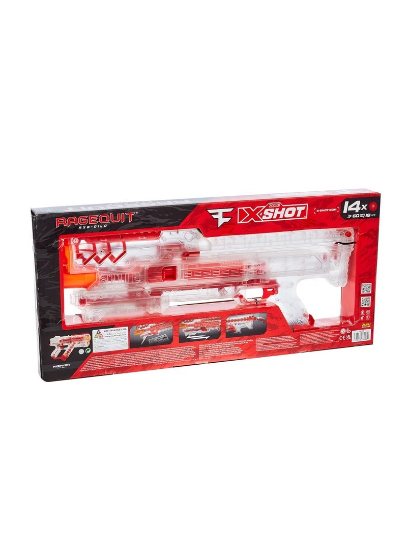 X-Shot Faze Clan Ragequit with 24 Dart Balls - Transparent Toy Gun for Kids and Boys | Ultimate Fun for Action-Packed Play | Plastic | 3 Years+ - Image 2