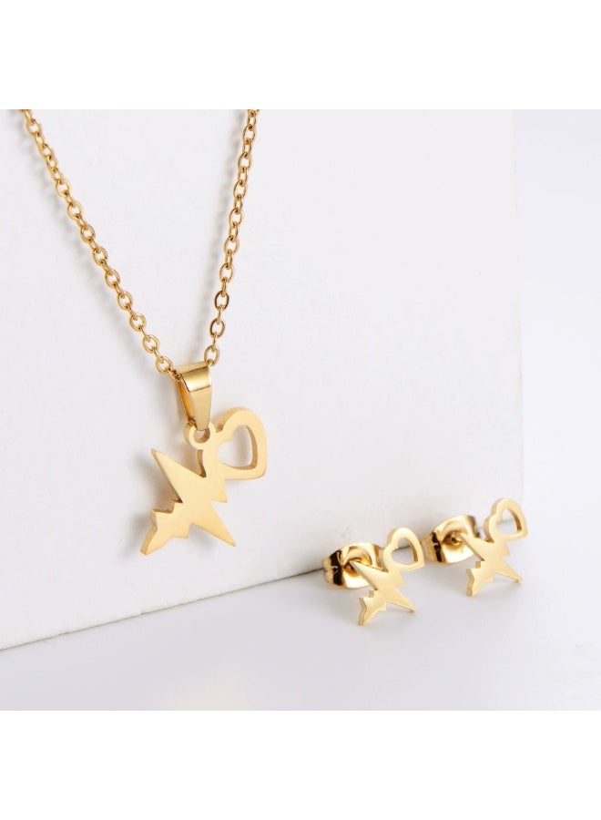 Goolsky Women’s Titanium Steel Pendant Necklace & Earrings Set – Elegant Minimalist Jewelry, Dainty INS Style Gift - Image 3