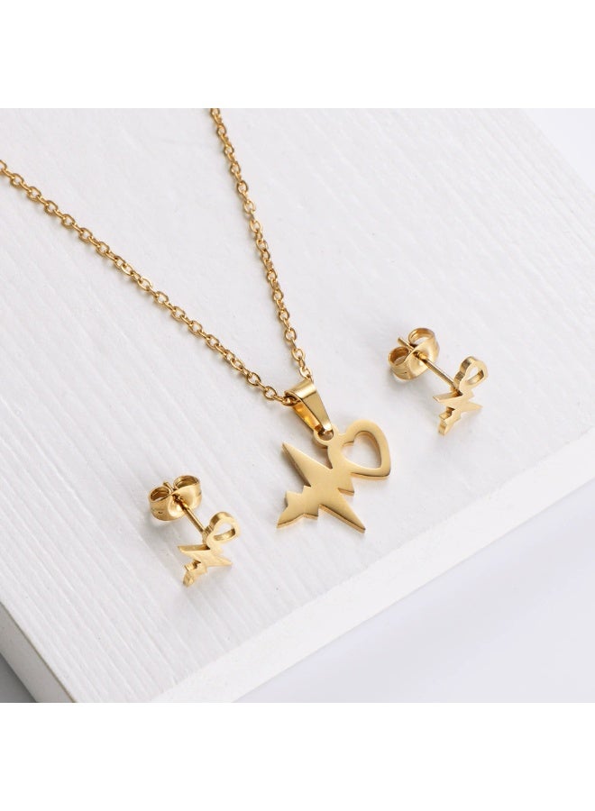 Goolsky Women’s Titanium Steel Pendant Necklace & Earrings Set – Elegant Minimalist Jewelry, Dainty INS Style Gift - Image 5