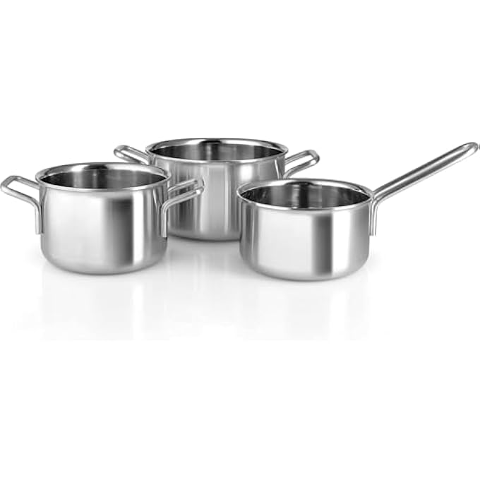 BS Eva Solo 11 L Stainless Steel Saucepan  Ceramic SlipLet NonStick Coating Durable Even Heat Distribution Dishwasher Safe Induction Compatible Multi Cookware Set  3Pcs - Image 1