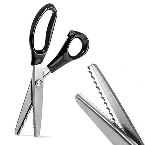 Xemz Pinking Shears, Stainless Steel Dressmaking Scissors, Serrated and Scalloped Blades, Professional Sewing Craft Cut Tailor Zig-Zag Tool, Fabric Decoration Comfort Grip Soft Handheld (Scalloped 7mm) - Image 1
