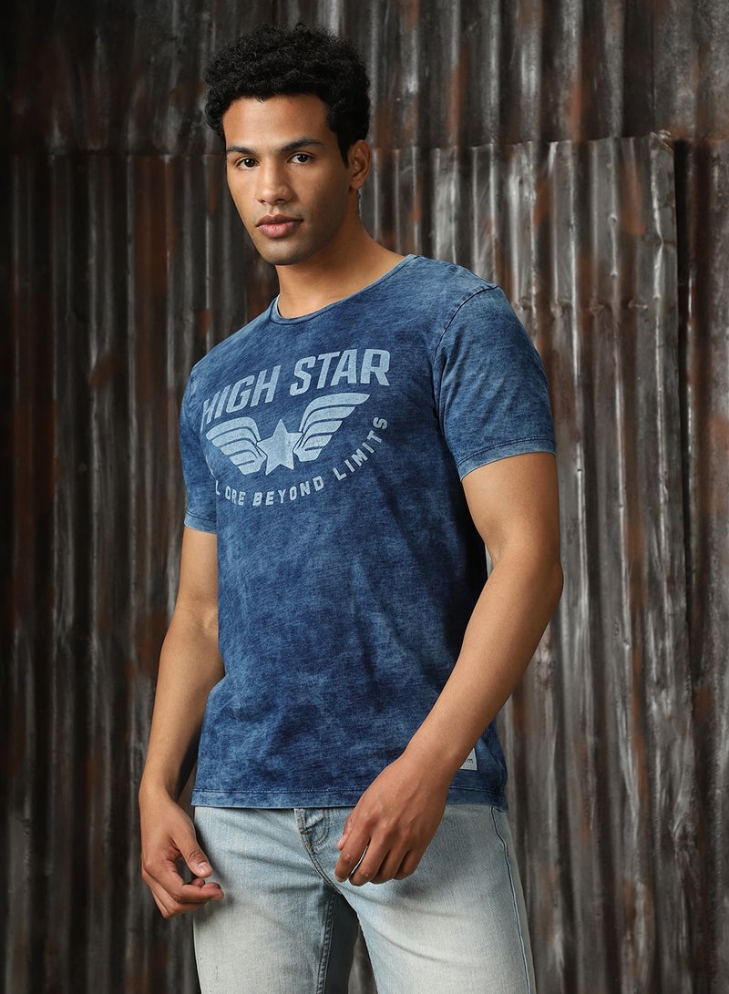 هاي ستار تيشيرت رجالي بقصة عادية أزرق فاتح - منعش ومريح - Image 2
