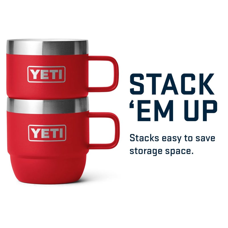 YETI Rambler 6 oz Stackable Mug, Stainless Steel, Vacuum Insulated Espresso/Coffee Mug, 2 Pack, Rescue Red - Image 5