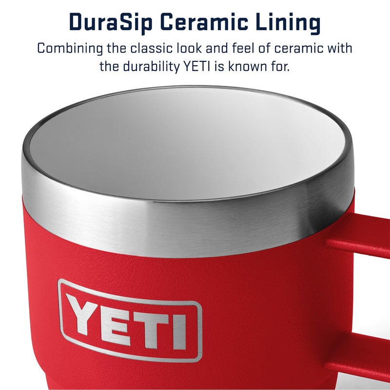 YETI Rambler 6 oz Stackable Mug, Stainless Steel, Vacuum Insulated Espresso/Coffee Mug, 2 Pack, Rescue Red - Image 3
