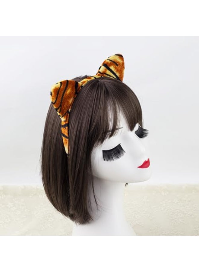 CBLUO 4 Pcs Halloween Cat Ears Headband Nose Bow Tie Tail Tiger Hair Hoops Bands Bowtie Animal Headpiece Hairband Women Xmas Wedding Holiday Festival Parade Cosplay Dress Up Birthday Party Accessories - Image 3