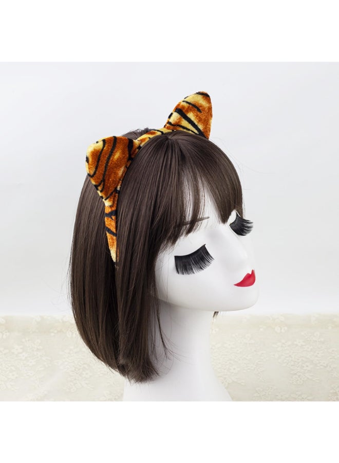 CBLUO 4 Pcs Halloween Cat Ears Headband Nose Bow Tie Tail Tiger Hair Hoops Bands Bowtie Animal Headpiece Hairband Women Xmas Wedding Holiday Festival Parade Cosplay Dress Up Birthday Party Accessories - Image 4