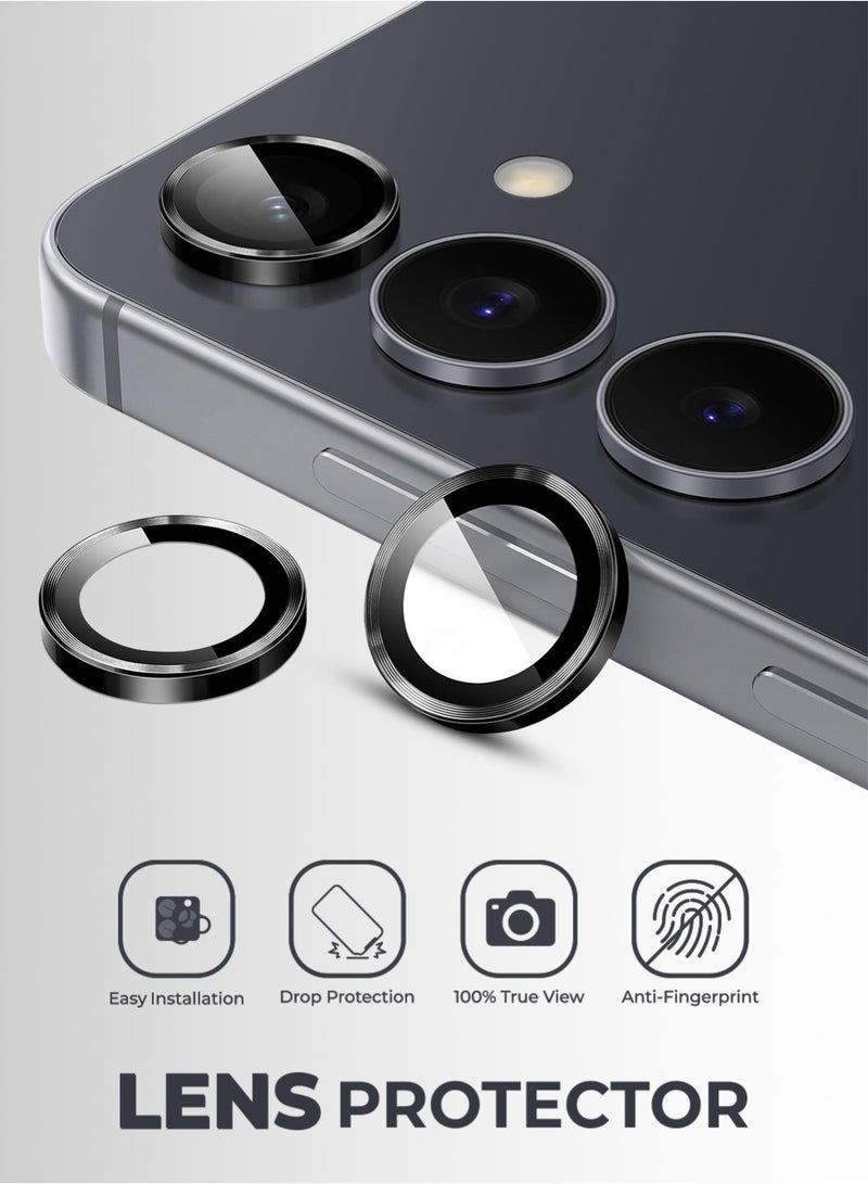 glassology Lens Protector for Samsung Galaxy S25 FE – Black Scratch Resistant HD Clarity Easy Installation - Image 2
