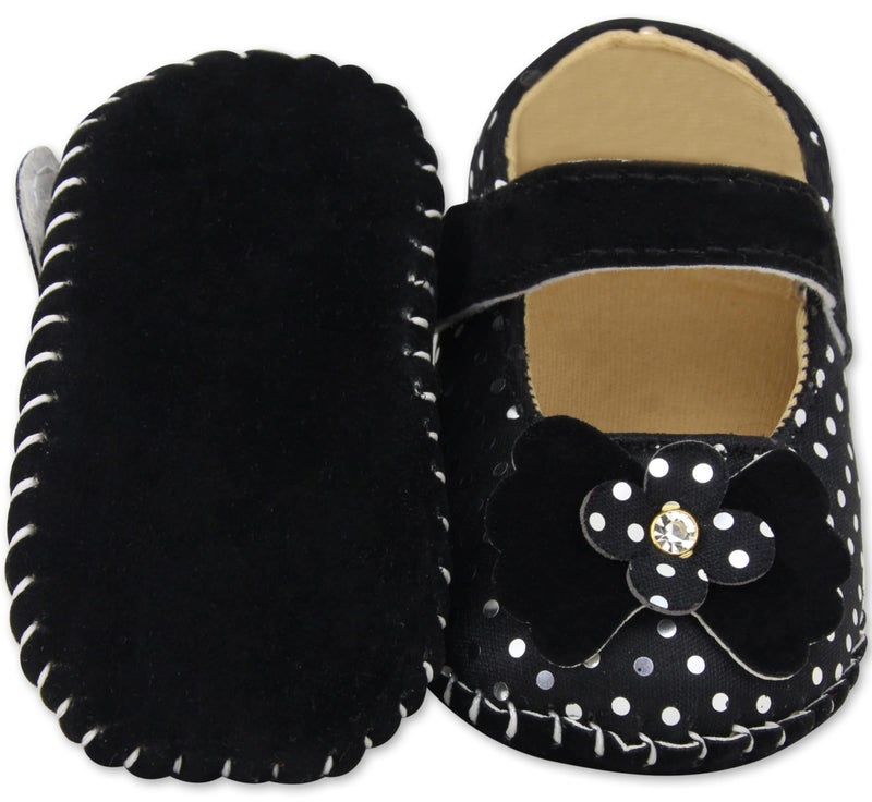 Neska Moda 6 To 12 Months Baby Girls Synthetic Leather/Rexine Polka Dot Baby Sandal Booties (Black)-BT1204 - Image 2