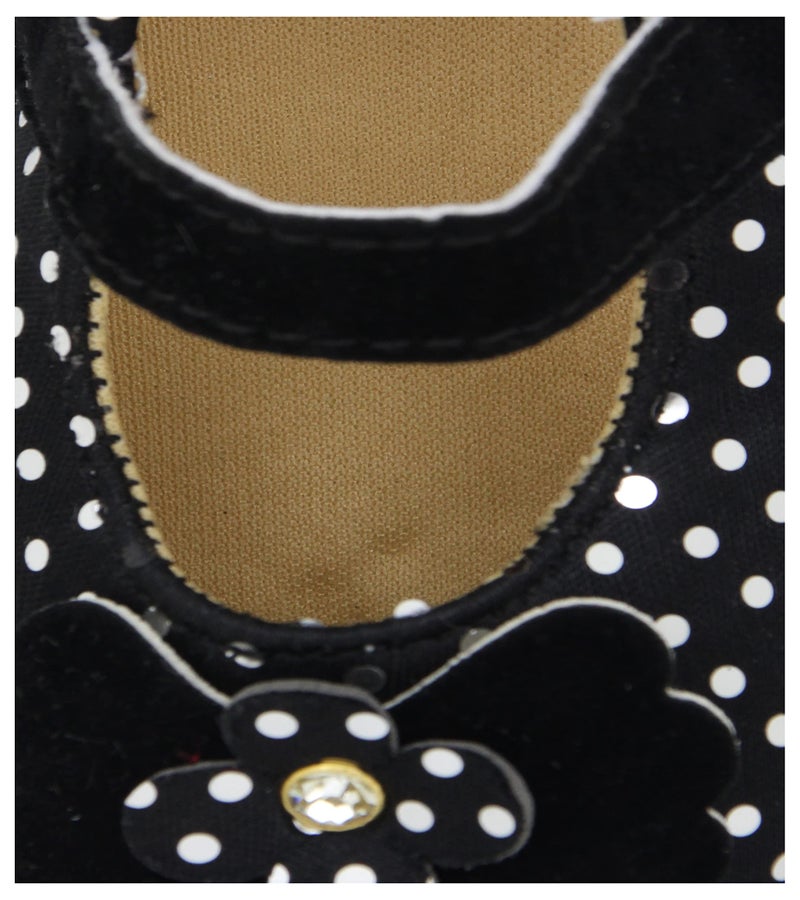 Neska Moda 6 To 12 Months Baby Girls Synthetic Leather/Rexine Polka Dot Baby Sandal Booties (Black)-BT1204 - Image 5