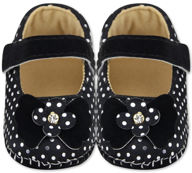 Neska Moda 6 To 12 Months Baby Girls Synthetic Leather/Rexine Polka Dot Baby Sandal Booties (Black)-BT1204 - Image 4