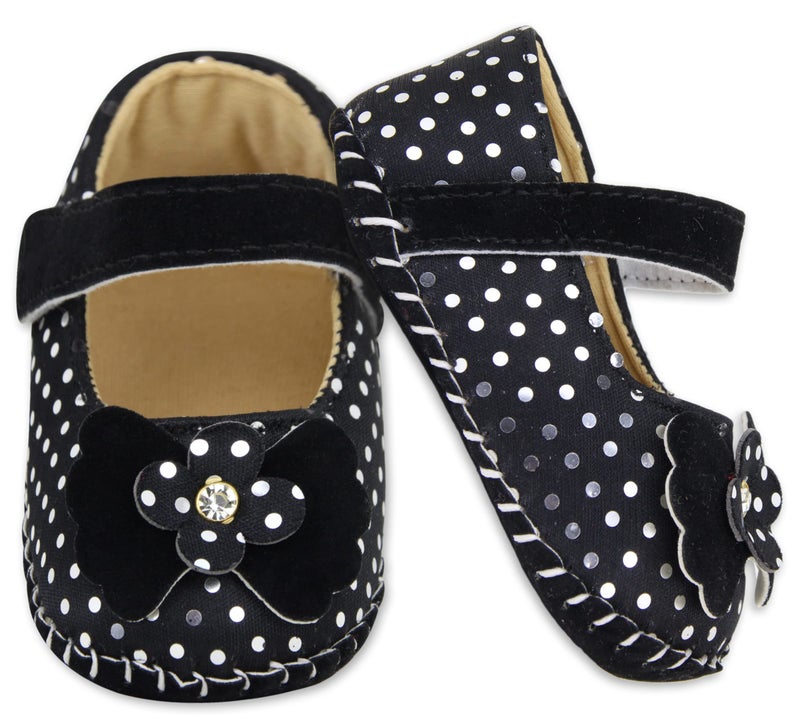 Neska Moda 6 To 12 Months Baby Girls Synthetic Leather/Rexine Polka Dot Baby Sandal Booties (Black)-BT1204 - Image 3