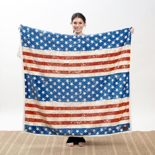 CARSTENS, INC. Wrangler Ultra Premium Super Soft Plush Sherpa Fleece Oversized Throw Blanket 54" x 68", Stars & Stripes - Image 4