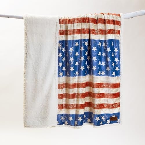 CARSTENS, INC. Wrangler Ultra Premium Super Soft Plush Sherpa Fleece Oversized Throw Blanket 54" x 68", Stars & Stripes - Image 3