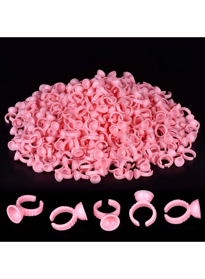MEKK Glue Rings Glue Rings For Eyelash Extensions 300Pcs Pink Lash Extension Supplies Eyelash Glue Rings Disposable Pigment Rings For Eyelash Extension Nail Art - Image 1