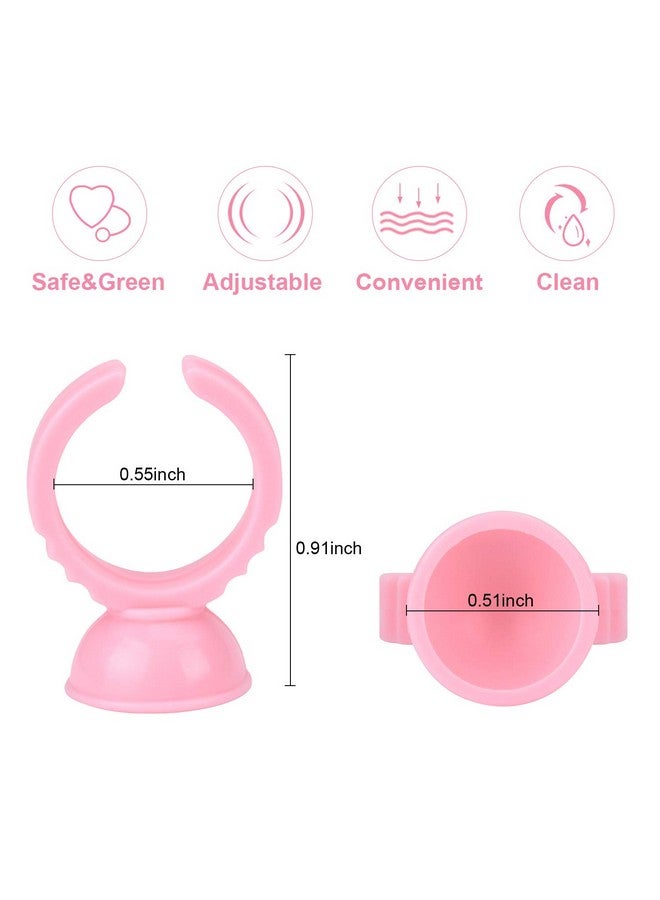 MEKK Glue Rings Glue Rings For Eyelash Extensions 300Pcs Pink Lash Extension Supplies Eyelash Glue Rings Disposable Pigment Rings For Eyelash Extension Nail Art - Image 3