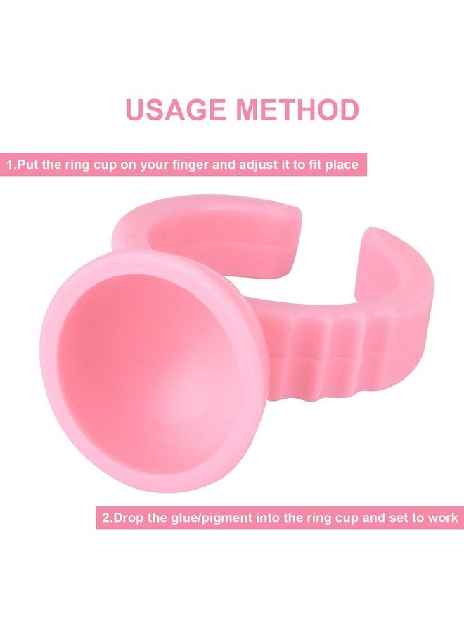 MEKK Glue Rings Glue Rings For Eyelash Extensions 300Pcs Pink Lash Extension Supplies Eyelash Glue Rings Disposable Pigment Rings For Eyelash Extension Nail Art - Image 4