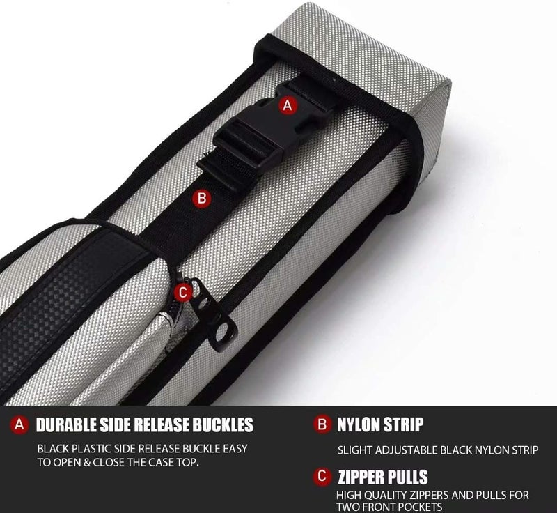 Collapsar 2X2 Pool Cue Hard Case Nylon/Leatherette Billiard Sitck Carrying Cases - Image 3