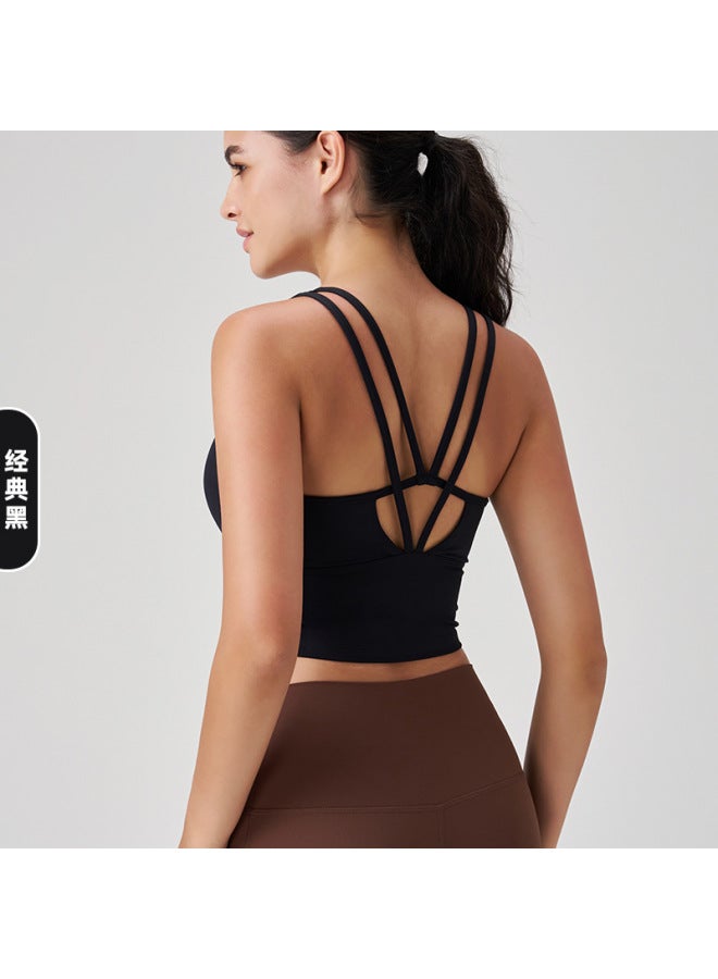 Processed And Customized Fitness Back Fixed Cup Sports Bra For Women Outdoor Slim Pilates Yoga Bra With Chest Pad