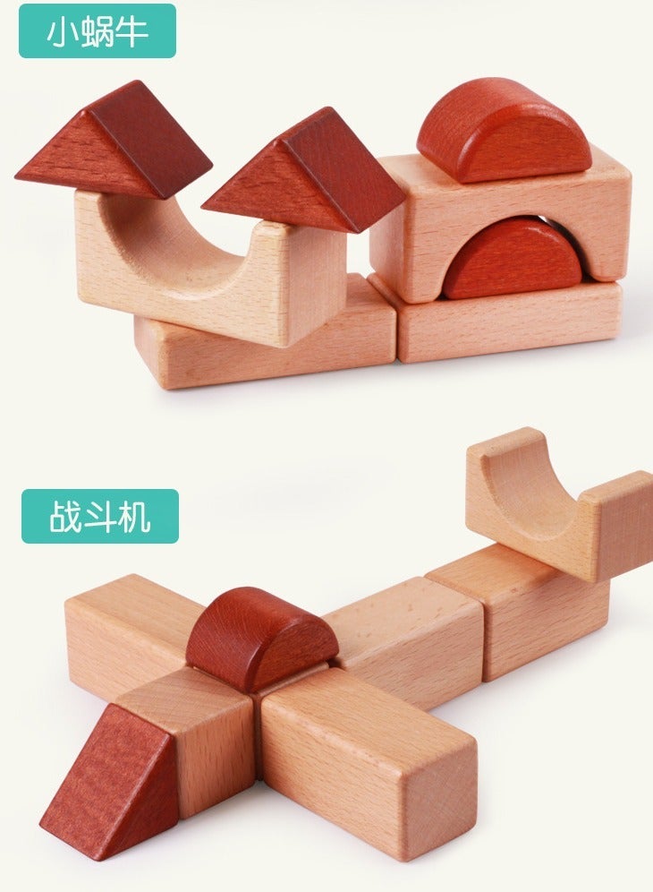 general Log wood building block baby large particles puzzle assembly early education children's toys wooden environmental protection can bite solid wood - Image 4