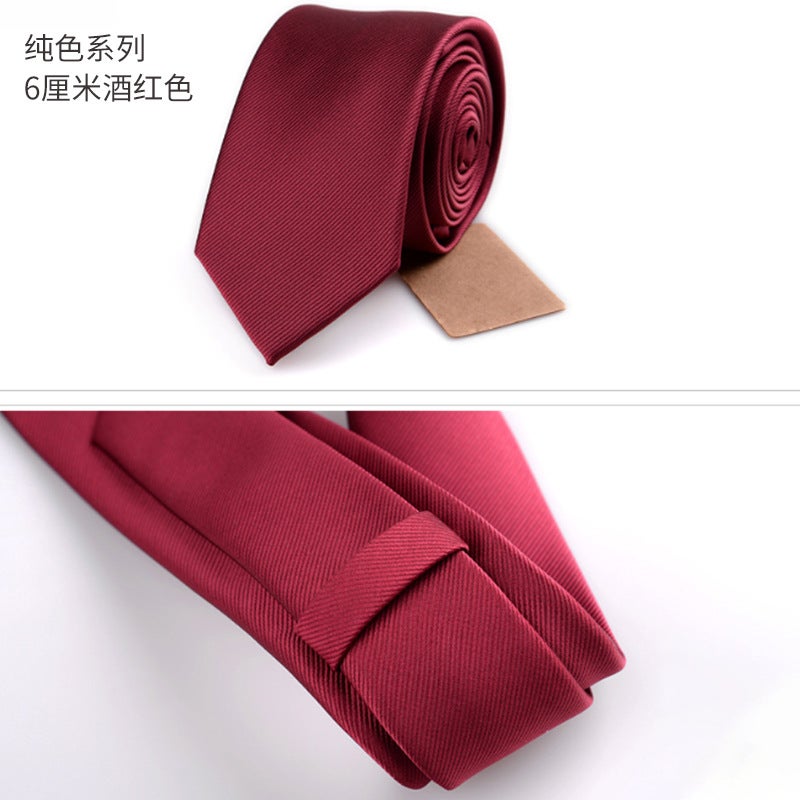 Korean Style Mens Black Silk Tie 6CM purple  - Image 3