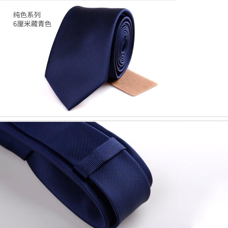 Korean Style Mens Black Silk Tie 6CM purple  - Image 4