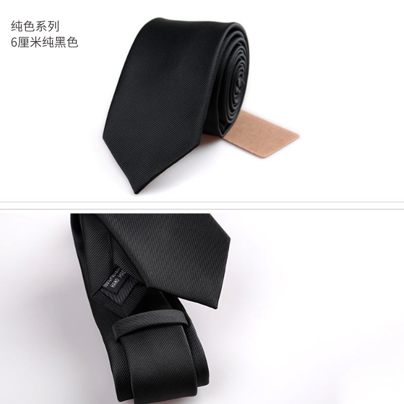 Korean Style Mens Black Silk Tie 6CM purple  - Image 2