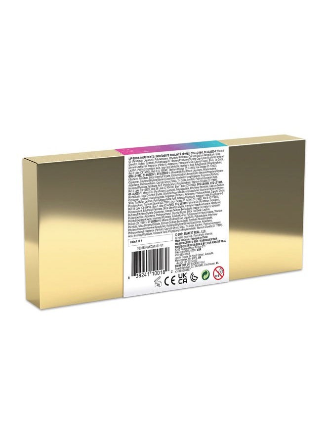 3C4G THREE CHEERS FOR GIRLS Pink and Gold Lip Gloss Set 10 Pack - Kids Lip Gloss for Girls & Teens - Vanilla Flavored Hydrating Lip Gloss Set - Colors Include Pink, Purple, Nude & More! - Ages 8+ by Make It Real  - Image 2