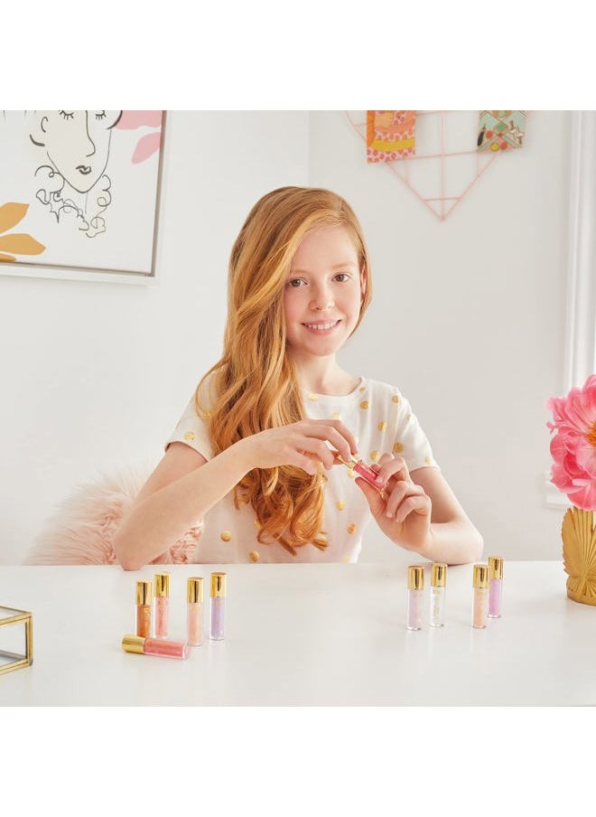 3C4G THREE CHEERS FOR GIRLS Pink and Gold Lip Gloss Set 10 Pack - Kids Lip Gloss for Girls & Teens - Vanilla Flavored Hydrating Lip Gloss Set - Colors Include Pink, Purple, Nude & More! - Ages 8+ by Make It Real  - Image 5