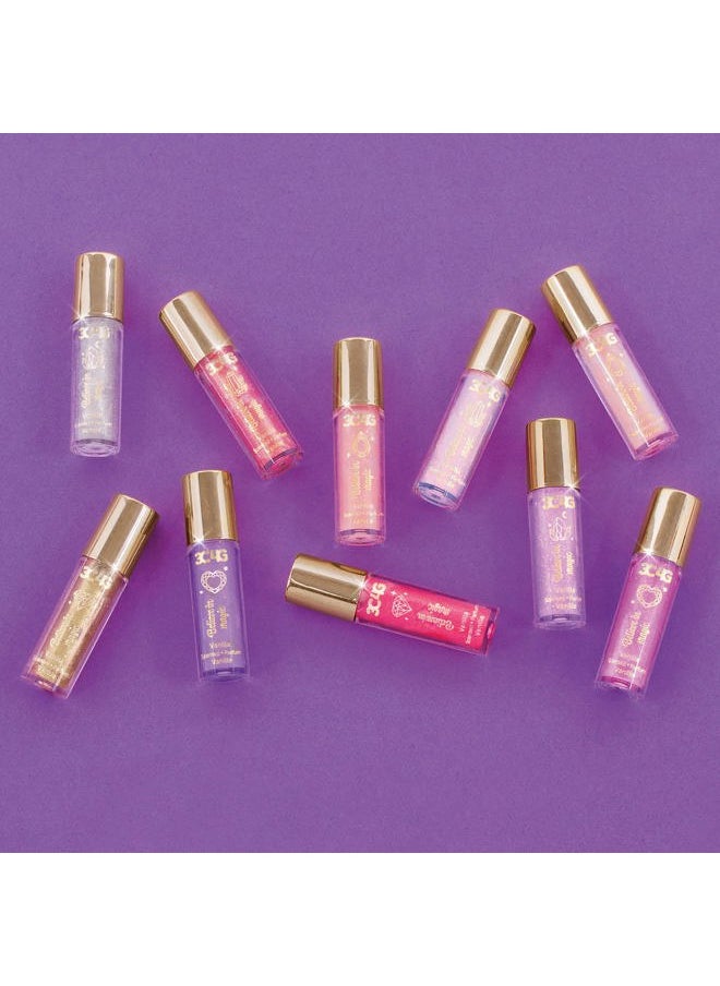 3C4G THREE CHEERS FOR GIRLS Pink and Gold Lip Gloss Set 10 Pack - Kids Lip Gloss for Girls & Teens - Vanilla Flavored Hydrating Lip Gloss Set - Colors Include Pink, Purple, Nude & More! - Ages 8+ by Make It Real  - Image 4