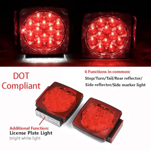 CZC AUTO 12V LED Submersible Trailer Tail Light Kit for Under 80 Inch Boat Trailer Marine with 18G Pure Copper Wiring Harness - Image 4