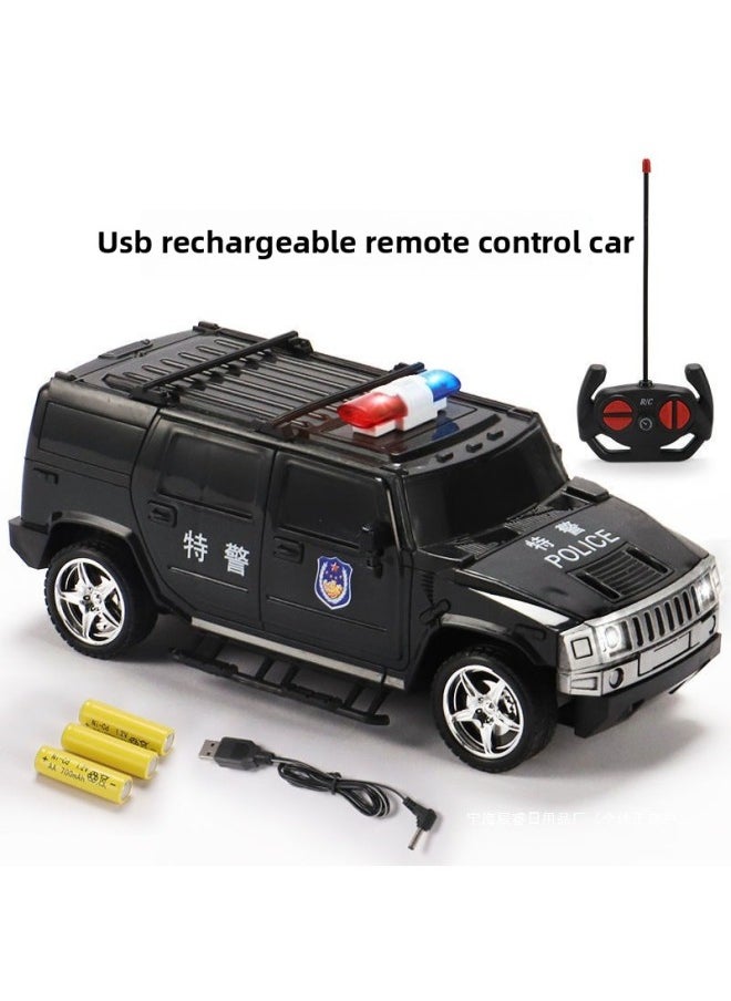 Generic Toy Car With Lights For Kidsren Off-Road Racing Little Boy Toy Police Car Fire Truck Rechargeable Remote Control Car-Color:Black Off-road Police Car (with Lights + Remote Control)-Proportion:Rechargeable Model [rechargeable Battery + Usb Cable]  - Image 3