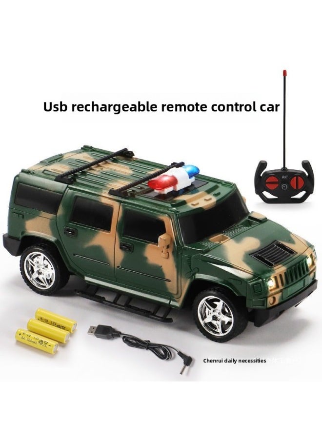 Generic Toy Car With Lights For Kidsren Off-Road Racing Little Boy Toy Police Car Fire Truck Rechargeable Remote Control Car-Color:Black Off-road Police Car (with Lights + Remote Control)-Proportion:Rechargeable Model [rechargeable Battery + Usb Cable]  - Image 4
