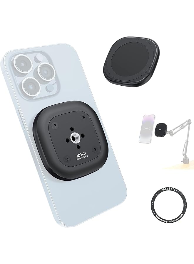 KASTWAVE Mg-01 Magnetic Tripod Mount,1/4 Inches Tripod Adapter Magnetic Ring, Multiple Locating Holes For Arri,Compact Size For Iphone 14/13/12 Series And All Phones And Cases - Image 1