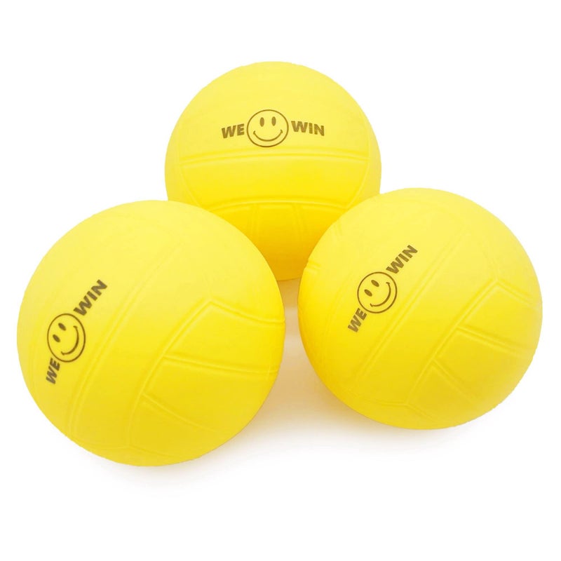 Aolowewin 3Pack Spike Replacement Balls Roundnet Game Extra Balls Strong Bounce Ball 35inch Yellow Soft Rubber Ball Water Pool Lawn Beach Volleyball 3 - Image 2