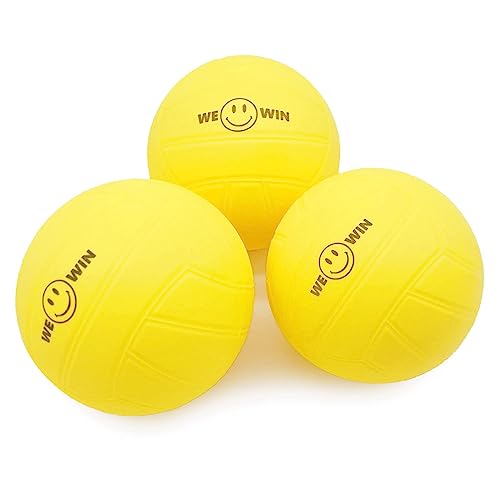 Aolowewin 3Pack Spike Replacement Balls Roundnet Game Extra Balls Strong Bounce Ball 35inch Yellow Soft Rubber Ball Water Pool Lawn Beach Volleyball 3 - Image 1