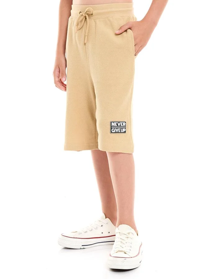 victor and jane Textured Knit Patch Detail Longline T-Shirt & Shorts Set by Styli