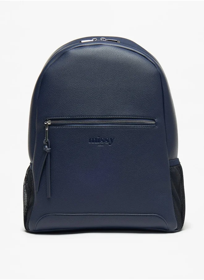 ميسي Missy Textured Backpack with Adjustable Strap and Zip Closure