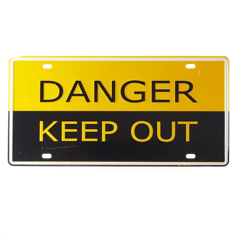 EAZYWAGON Danger Keep Out Yellow Vintage Retro Metal Signs - License Wall Plate, Car Tag - Ideal for Cafe, Restaurant, Shop, Home, Hotel, Club, Office, Living Area - Design Plaque - Image 1
