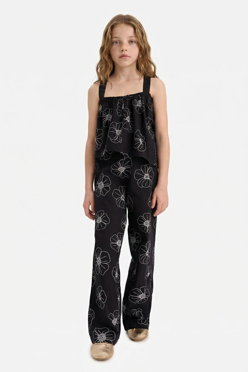 DeFacto Black Girl Girl Patterned Wide Leg Cotton Trousers Casual - Image 3