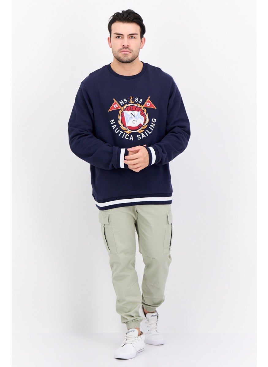 NAUTICA Men Crew Neck Embroidered Long Sleeves Sweatshirt, Dark Navy  - Image 4