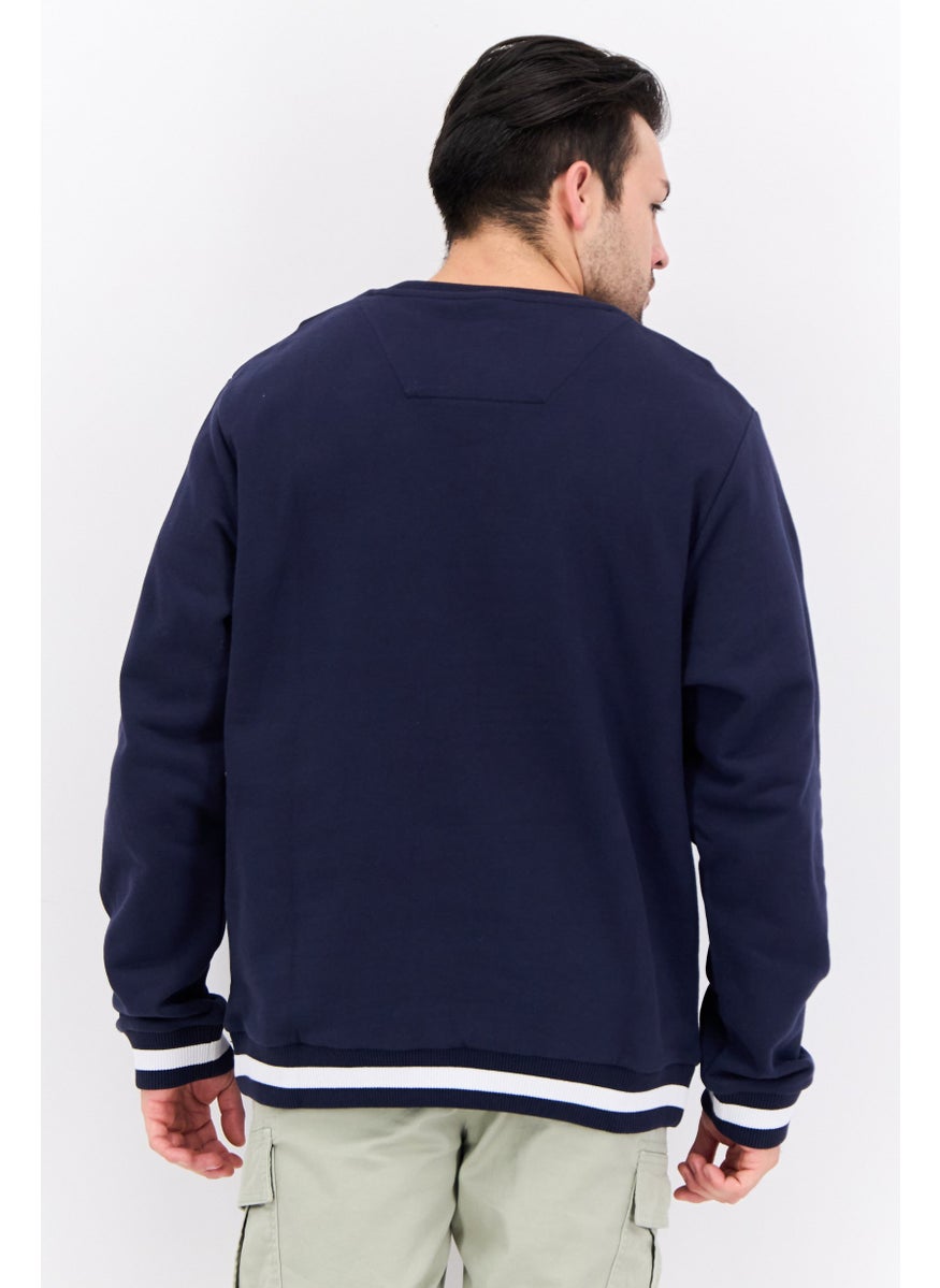 NAUTICA Men Crew Neck Embroidered Long Sleeves Sweatshirt, Dark Navy  - Image 2