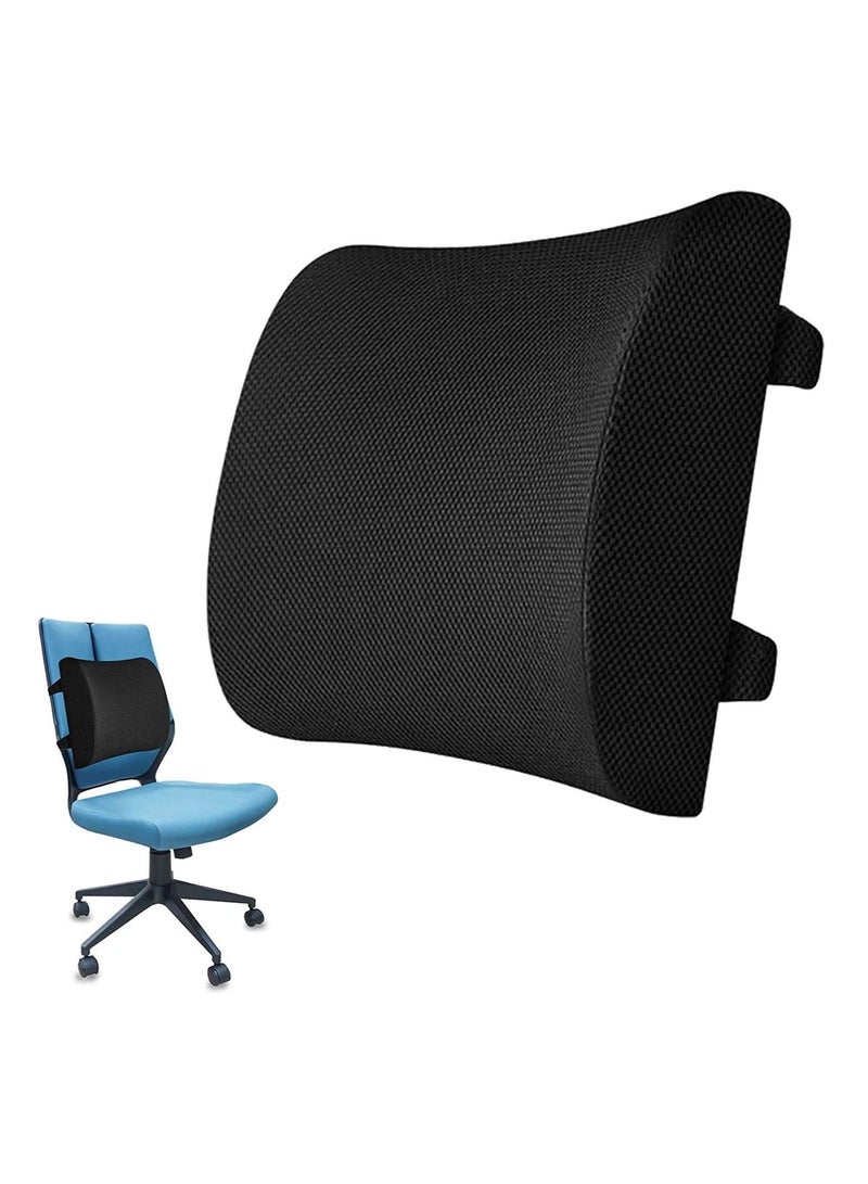 UREVO Lumbar Support Pillow Ergonomic Memory Foam for Back Support and Pain Relief for Office Chair Cushion Car Seat Cushion Back Pillow Black - Image 1
